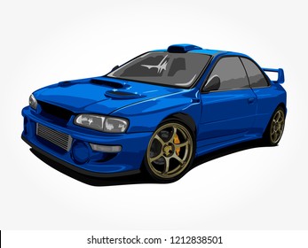 detailed body and rims of a flat colored race car vector illustration art isolated in wide screen ratio background