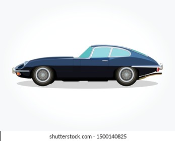 Detailed Body And Rims Of A Flat Colored Car Cartoon Vector Illustration With Black Stroke And Shadow Effect