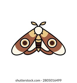 Detailed brown moth insect vector icon with wildlife entomology illustration creature nocturnal camouflage