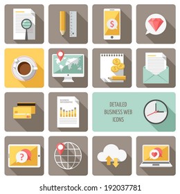 Detailed business web icons vector