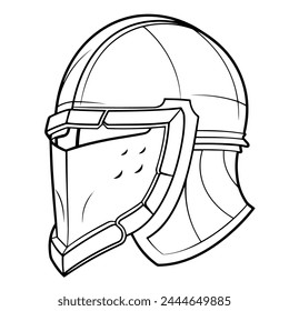 Detailed and captivating knight helmet outline vector graphic.