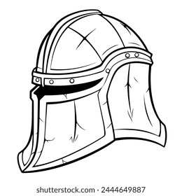 Detailed and captivating knight helmet outline vector graphic.