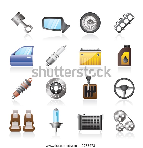 Detailed Car Parts Icons Vector Icon Stock Vector (Royalty Free) 127869731