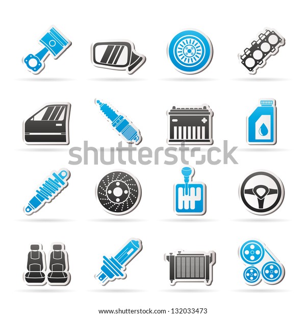 Detailed car parts\
icons - vector icon\
set