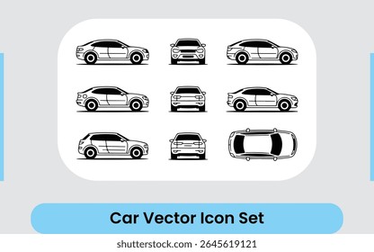 Detailed Car Views Vector Icon Set