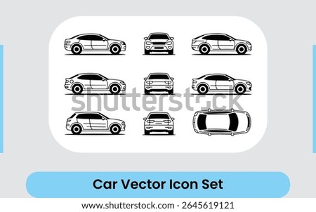 Detailed Car Views Vector Icon Set