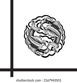 Detailed carp tattoo vector t-shirt fashion design