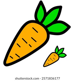 Detailed carrot vector illustration, ideal for healthy eating, wellness, and food-related designs.