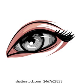 Detailed cartoon style illustration of eyes in vector format, on a transparent white background.