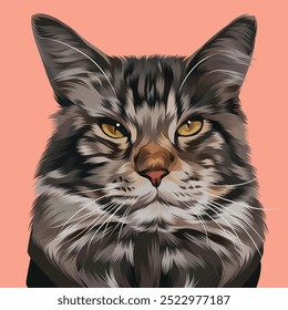 Detailed Cat Illustration in vector art style