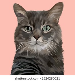 Detailed Cat Illustration in vector art style