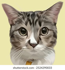 Detailed Cat Illustration in vector art style
