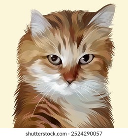 Detailed Cat Illustration in vector art style