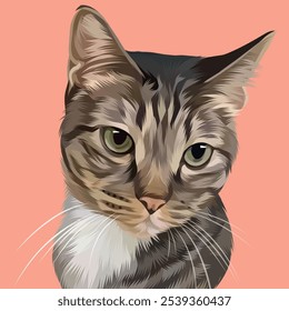 Detailed Cat Illustration in vector art style