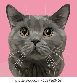 Detailed Cat Illustration in vector art style