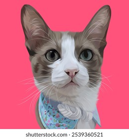 Detailed Cat Illustration in vector art style