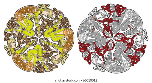 Detailed celtic design element with human