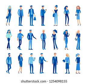 Detailed character business men and women, working people. Business team Lifestyle, stylish clothes style. People with gadgets, backpacks and books, teamwork concept. Flat design people characters.