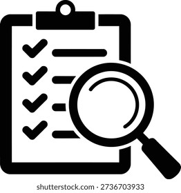 Detailed checklist on a clipboard under inspection with a magnifying glass, symbolizing thorough review and verification processes