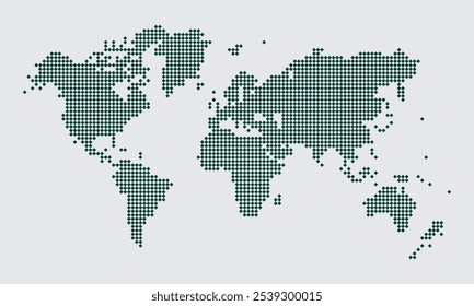 Um detalhado estilo de xadrez pontilhado vetor mapa mundial Ilustração mostrando continentes e países, perfeito para navegação global, infográficos e design. Ideal para viagens, geografia e tecnologia 