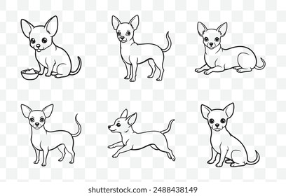 Detailed Chihuahua Line Art Vector Set for Graphic Design and Illustration Projects