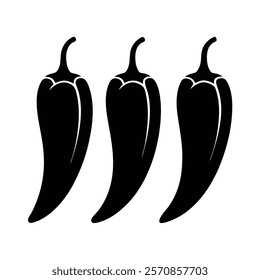 Detailed chilli pepper group silhouettes for culinary art