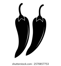 Detailed chilli silhouette vector for food and spice graphics