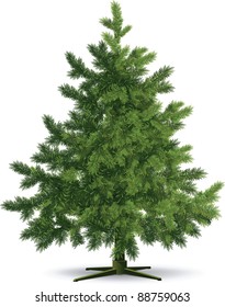 Detailed Christmas tree in vector (shadow in the separate layer)