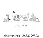 Detailed Cincinnati skyline vector illustration. Cincinnati buildings in line art style, perfect for modern designs.