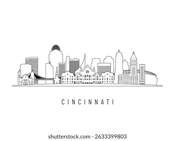 Detailed Cincinnati skyline vector illustration. Cincinnati buildings in line art style, perfect for modern designs.