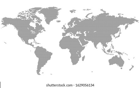 Detailed circle dotted World map vector illustration