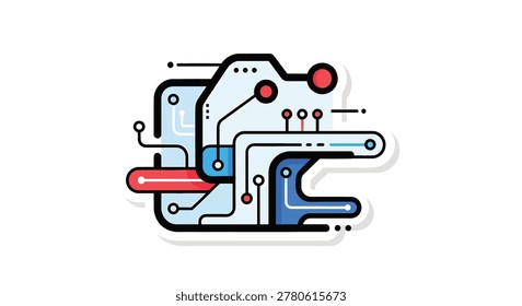 Detailed circuit board with red lights