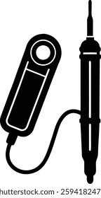 A detailed circuit tester silhouette vector illustration, perfect for electrical and engineering designs. Ideal for icons, logos, technical manuals, and digital artwork related to electronics, testing