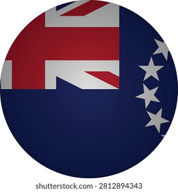 A detailed circular badge icon displaying the distinctive flag of the Cook Islands. This emblem combines the British Blue Ensign with the Union Jack in the canton and fifteen white stars in a circle, symbolizing its ties to New Zealand and its island ...