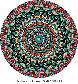 Detailed Circular Mandala with Bright and Bold Accents