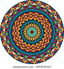 Detailed Circular Mandala with Vibrant colors