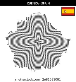 Detailed circular map outline of Cuenca Spain shown
