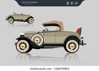 Detailed classic car vector. İsolated on grey background. Vector	
