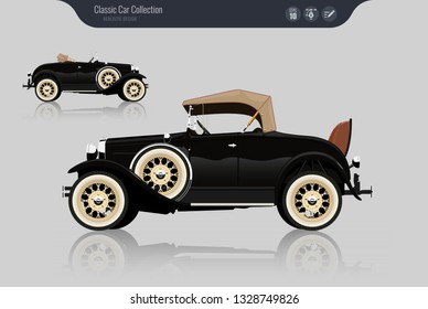 Detailed classic car vector. İsolated on grey background. Vector	