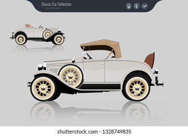 Detailed classic car vector. İsolated on grey background. Vector	