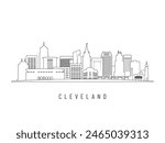 Detailed Cleveland skyline vector illustration. Cleveland, OH buildings in line art style, perfect for modern designs.