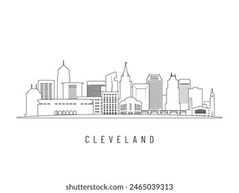 Detailed Cleveland skyline vector illustration. Cleveland, OH buildings in line art style, perfect for modern designs.