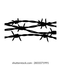 Detailed close-up of barbed wire with sharp points and twisted metal strands, used for security and boundary marking.