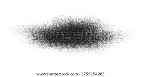 A detailed close-up of a black spray paint texture, creating an abstract and grainy effect on a clean white background.