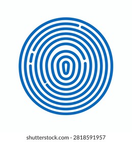 Detailed close-up of a blue fingerprint pattern symbolizing security, identity, and biometric technology with intricate lines and curves.