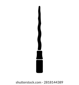 Detailed close-up of a makeup brush featuring a black handle and soft bristles, isolated on a plain background for beauty and cosmetics themes.