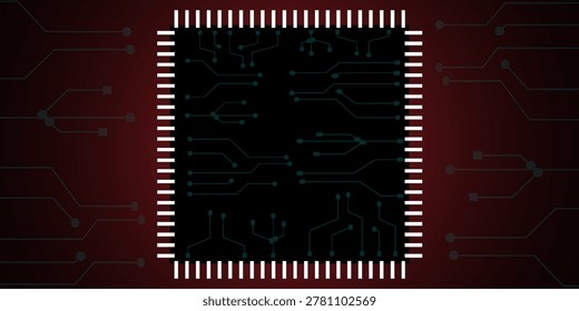 Detailed close-up of a microchip circuit board with intricate pathways and connections, representing advanced technology and electronics