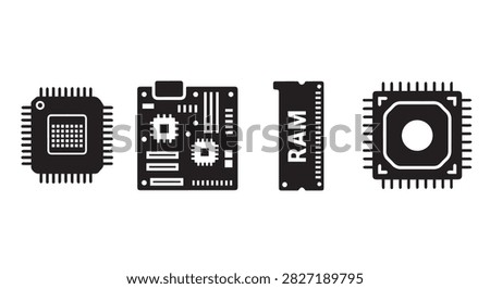 Detailed close-up of microchips and computer circuitry showcasing electronic components and printed circuit boards used in modern technology devices.