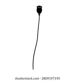 A detailed close-up of a single black rose flower with a long stem, ideal for floral arrangements, decoration, or artistic projects.