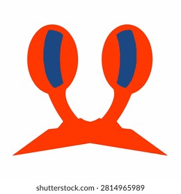 Detailed close-up of a vibrant red and blue crab claw, showcasing its texture and colors in a natural setting.